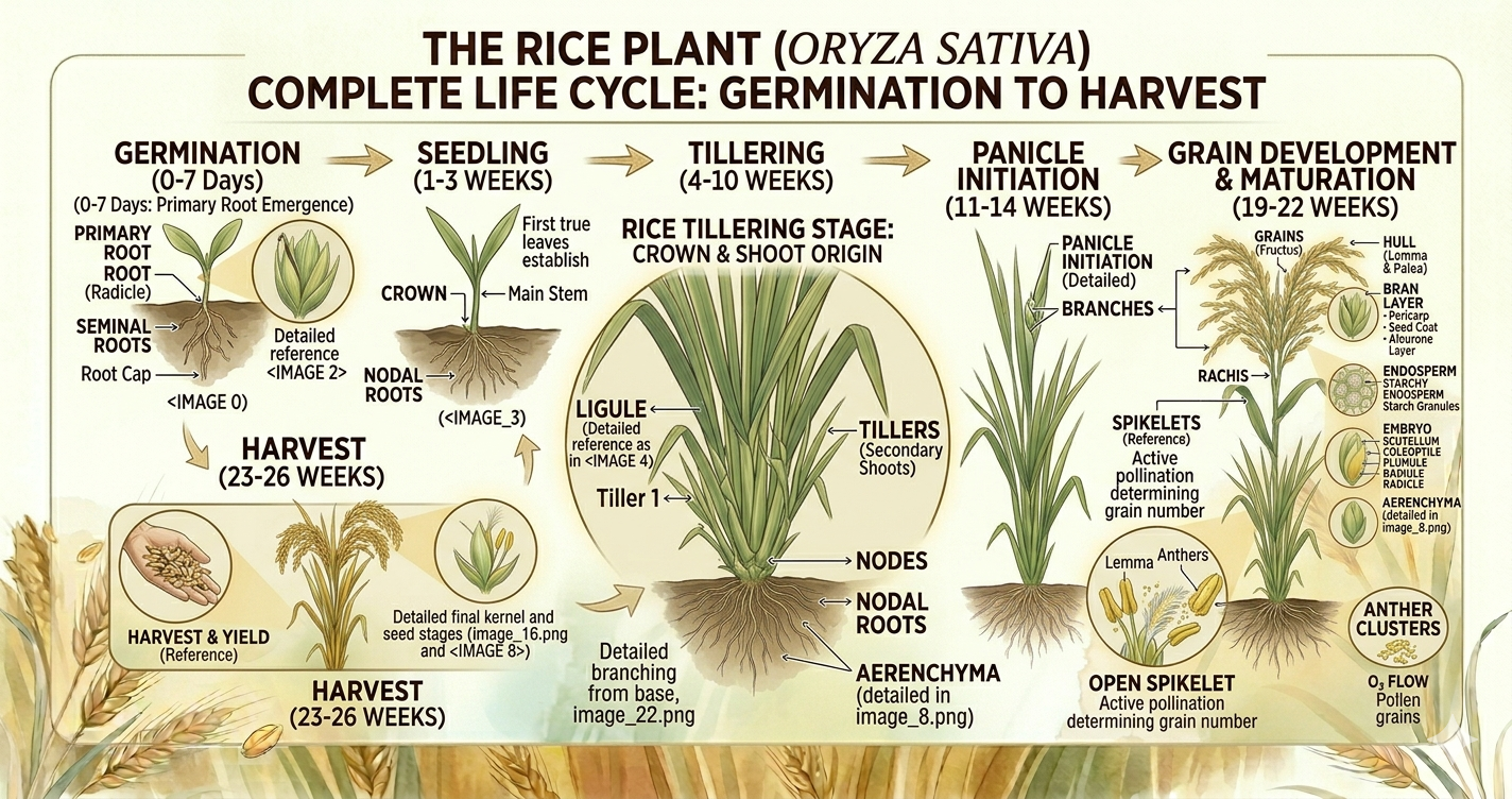🌾 Rice Life Cycle Explained (Stages from Seed to Harvest ...